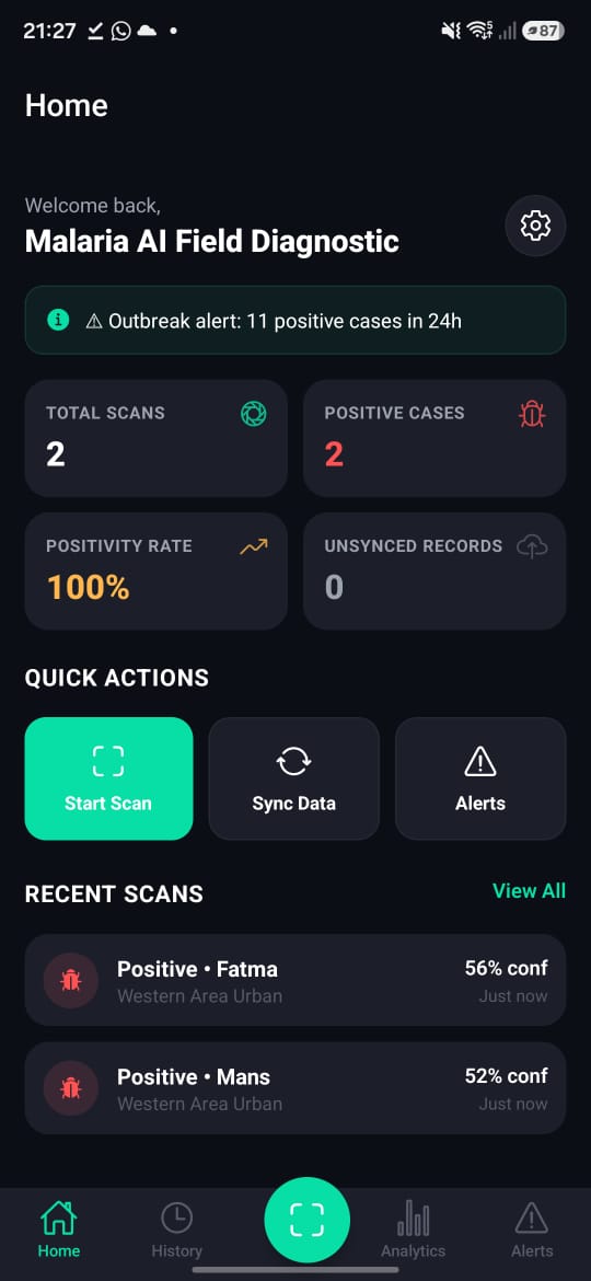 Malaria AI Mobile App Screenshot